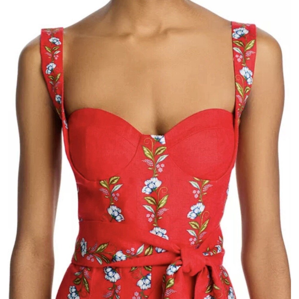 NWT Farm Rio Womens XL Mini Dress Red Sweet Bloom Bouquet Floral Coquette Boho - Picture 3 of 7